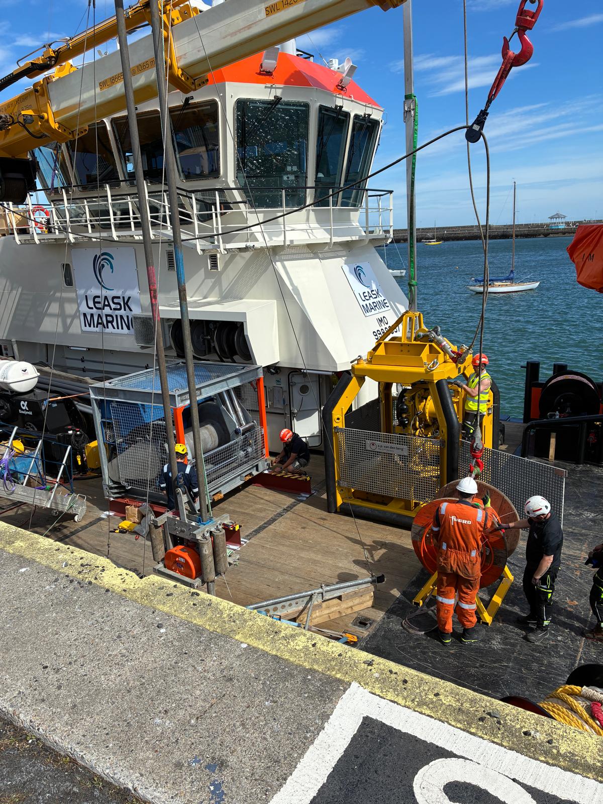 Vessel with deck cranes, winches and lifting gear during a marine GA1 inspection